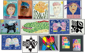 collage of student artwork 